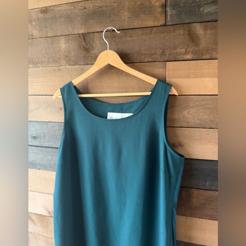Vintage Kathie Lee Collection Teal Checkered Sleeveless Midi Dress Minimal 90s - Picture 3 of 9